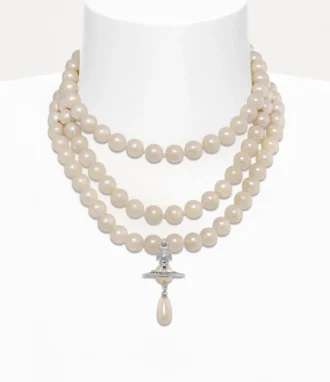 Collier ras-du-cou à trois rangs de perles