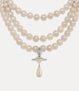 Collier ras-du-cou à trois rangs de perles