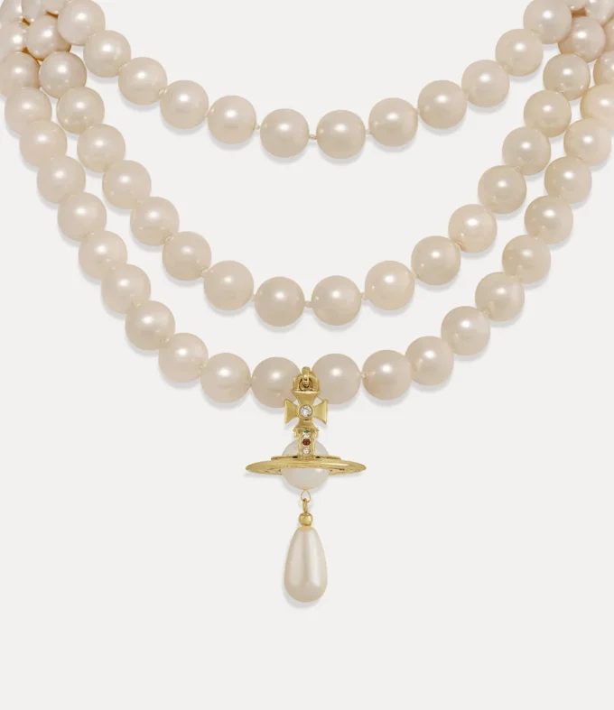 Collier ras-du-cou à trois rangs de perles